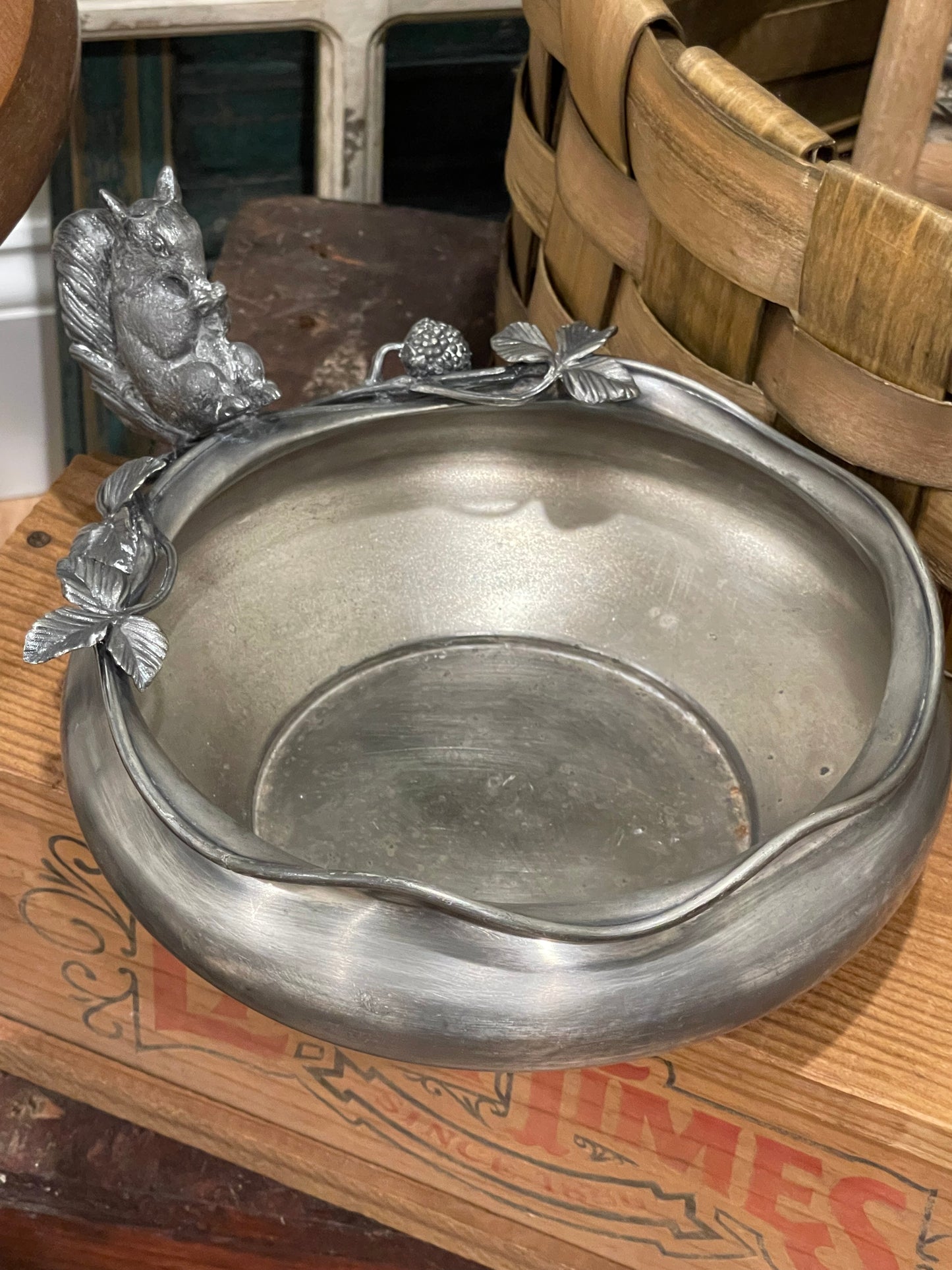 Art Nouveau, Quadruple Silver Plate, Squirrel Nut Bowl