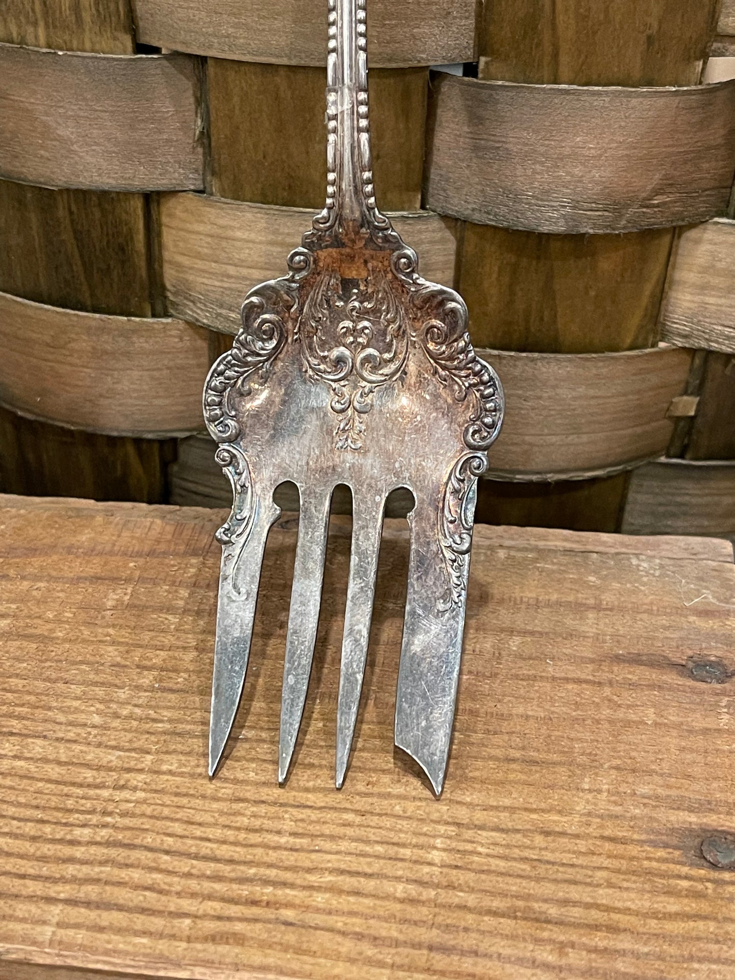 Ornate Silver Plate Meat Serving Fork