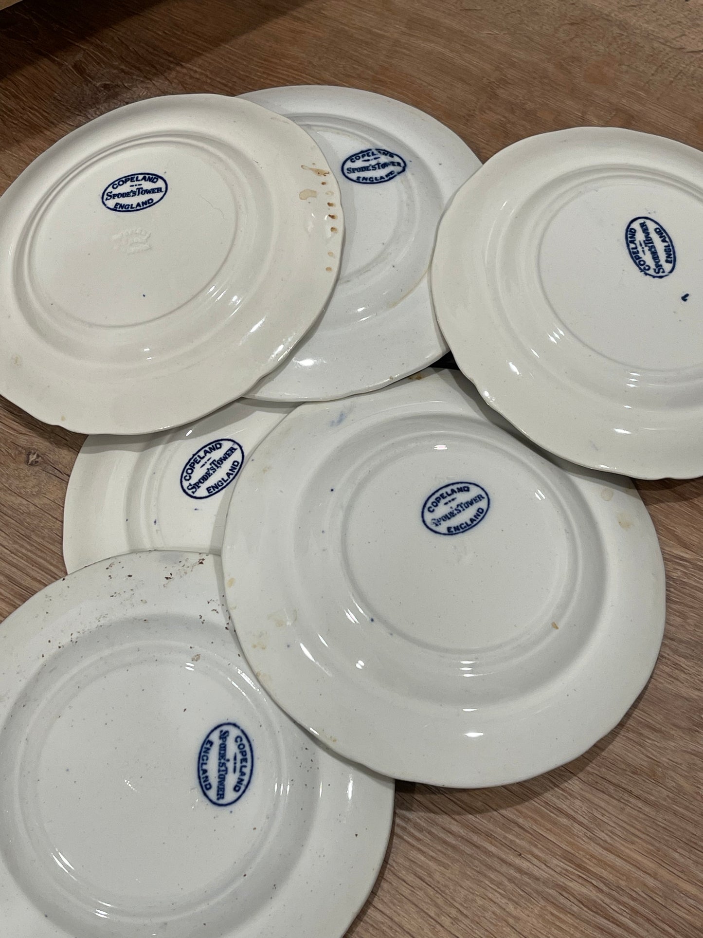 Authentic Early Spode Plates, Made In England. 5 1/2” Round w/ Gadrooned Edge