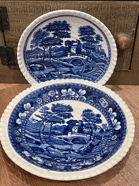 Authentic Early Spode Saucers, Made In England. 6” Round Saucer w/ Gadrooned Edge.