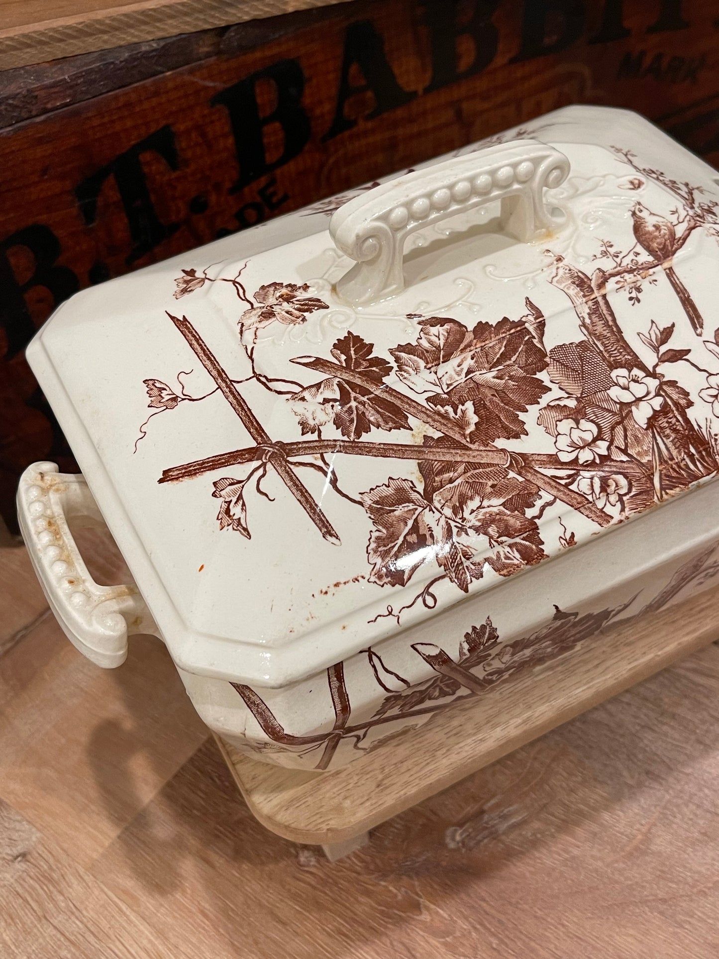 H. Alcock “Leam” Ironstone/Transferware Rectangle Soup Tureen