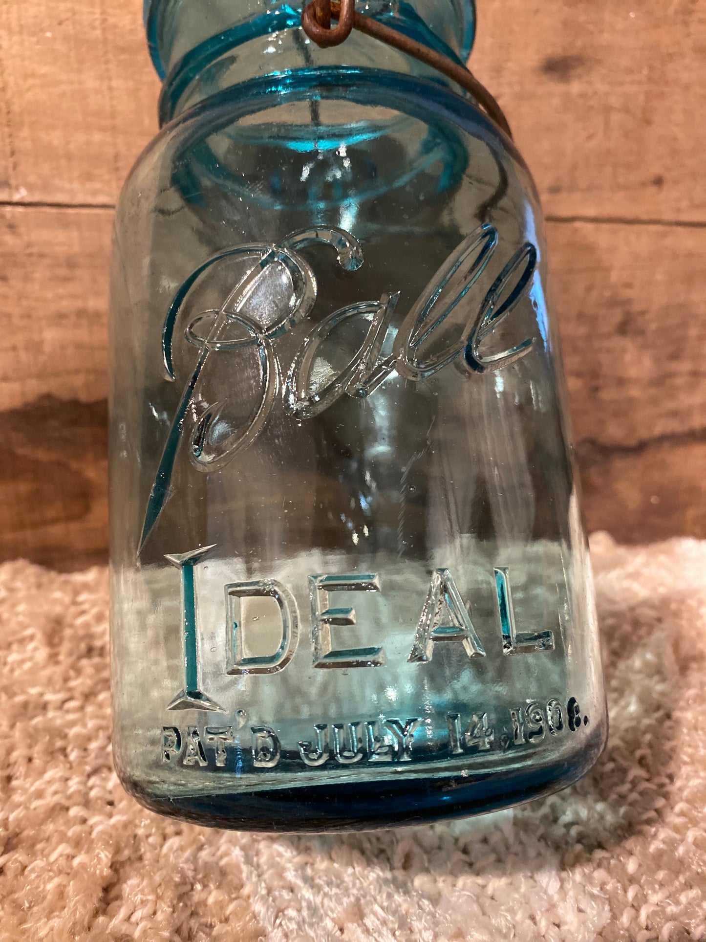 Vintage Ball Ideal Aqua Glass Canning Jar w/ lid