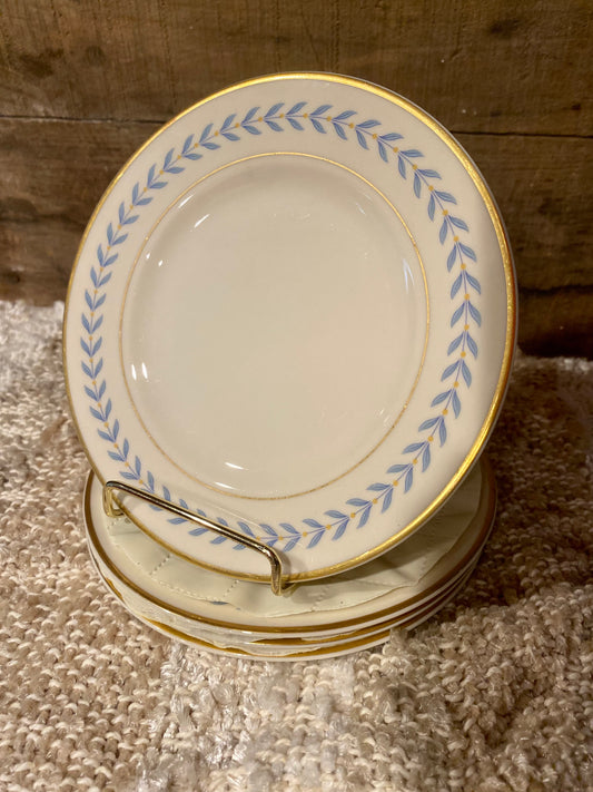 4 Vintage Syracuse Old Ivory Sherwood Blue Laurel Bread Plates