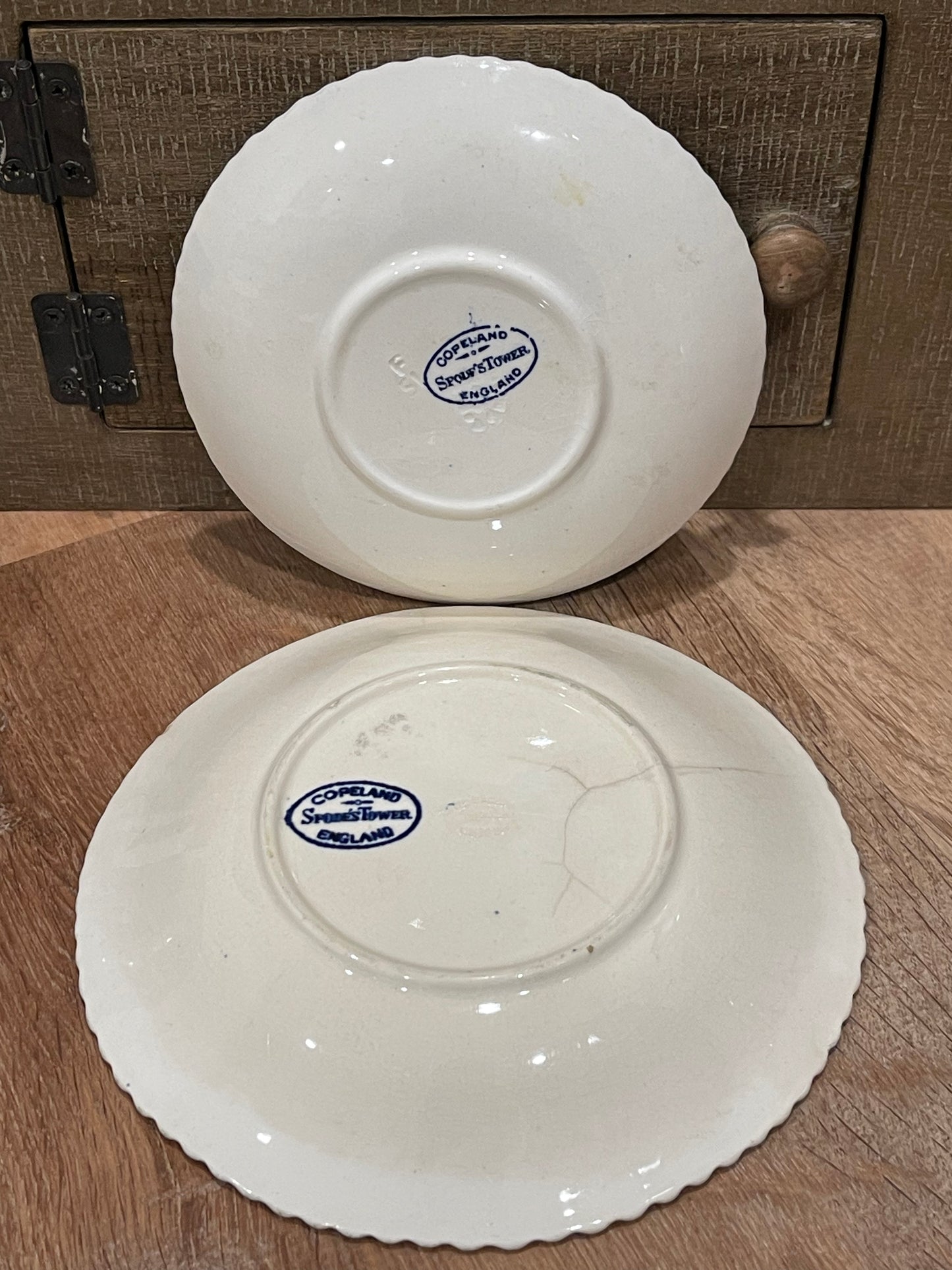 Authentic Early Spode Saucers, Made In England. 6” Round Saucer w/ Gadrooned Edge.