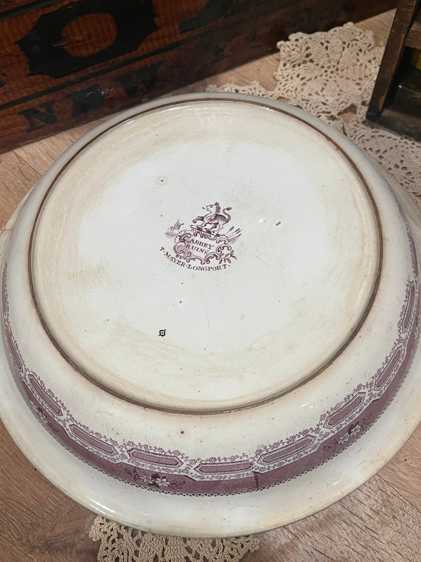 T.M. Longport, “Abbey Ruins” Ironstone, Transferware, Bowl.            C. 1836-1838.