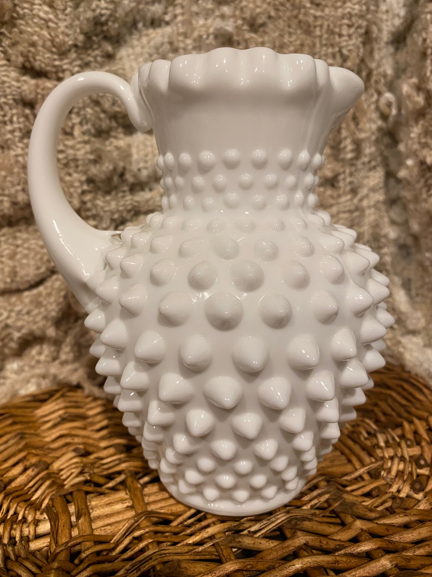 Fenton Milk Glass Hobnail Pitcher